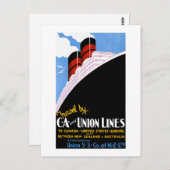 Carte Postale Voyage par C et A et par Union Lines (Devant / Derrière)