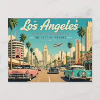 Carte Postale Voyage Rétro à Los Angeles Années 50