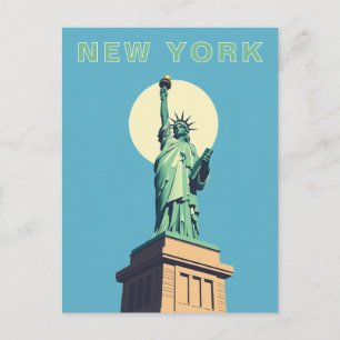 Carte Postale Voyage Rétro à New York Statue de la Liberté