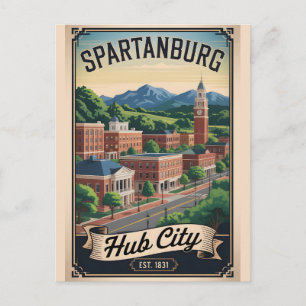 Carte Postale Voyage Rétro à Spartanburg Caroline du Sud