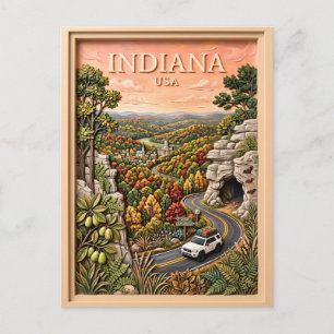 Carte Postale Voyage Rétro à travers la Nature de l'Indiana sur