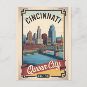 Carte Postale Voyage Rétro Cincinnati Ohio Queen City