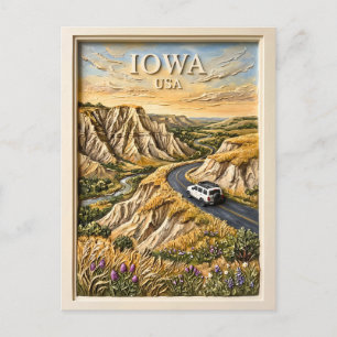 Carte Postale Voyage Rétro dans les Collines de Loess en Iowa, A