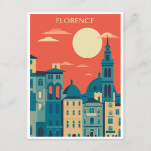 Carte Postale Voyage Rétro Florence Firenze Italie Église Duomo