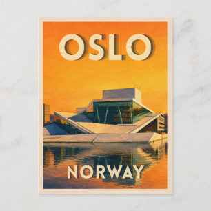 Carte Postale Voyage Rétro Oslo Norvège Lever de Soleil sur le F