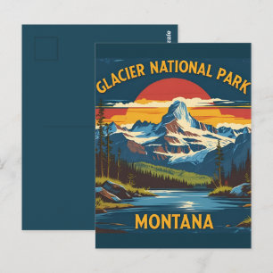 Carte Postale Voyage Rétro Parc National de Glacier Montana
