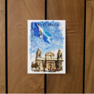 Carte Postale Voyage Rétro Vintage Guatemala Aquarelle