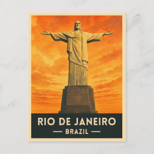 Carte Postale Voyage Rétro Vintage Rio de Janeiro Brésil Coucher