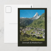 Carte Postale Voyage suisse rétro Zermatt et Mont Matterhorn (Devant / Derrière)