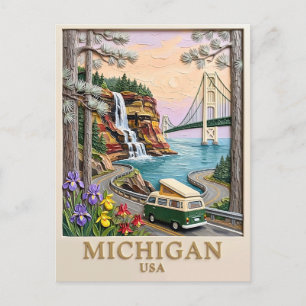 Carte Postale Voyage sur la route Michigan USA Pictured Rocks Va