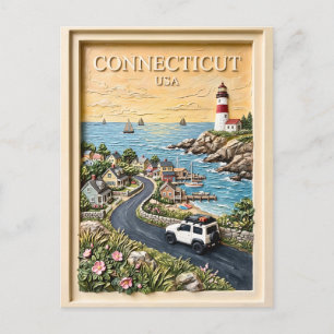 Carte Postale Voyage sur la route vintage du phare côtier du Con