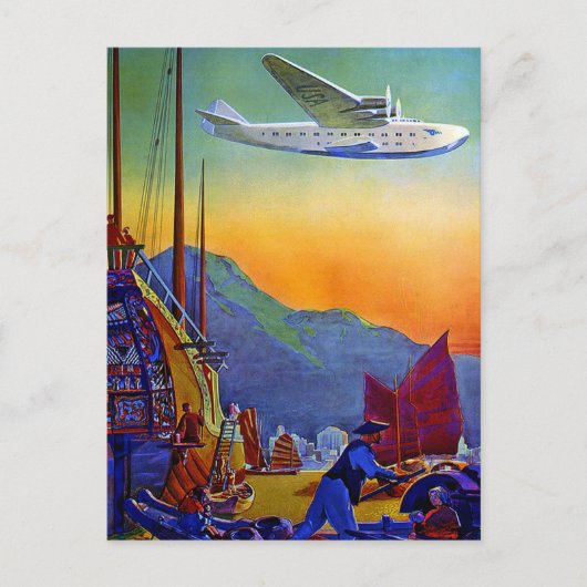 Carte Postale Voyage transpacifique vintage (Devant)