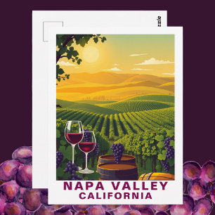 Carte Postale Voyage vinicole vintage dans la vallée de Napa, Ca