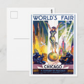 Carte postale voyage vintage 1933 à l'occasion du  (Devant / Derrière)