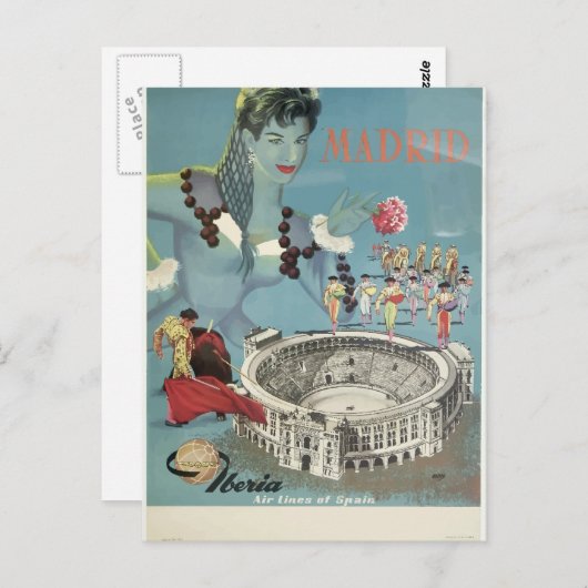 Carte Postale voyage vintage à madrid (Devant / Derrière)