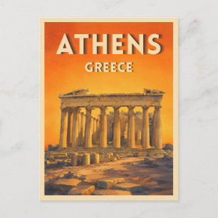 Carte Postale Voyage Vintage Athènes Grèce Parthénon Coucher de