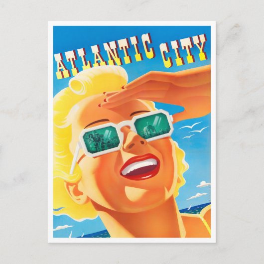 Carte postale voyage vintage Atlantic City (Devant)