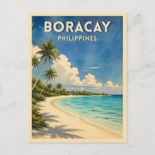 Carte Postale Voyage Vintage Boracay Philippines Plage Rétro