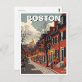 Carte Postale Voyage vintage Boston Beacon Hill (Devant / Derrière)