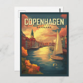 Carte Postale Voyage vintage Copenhague Danemark (Devant / Derrière)