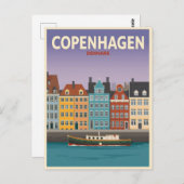 Carte Postale Voyage vintage Copenhague Danemark (Devant / Derrière)