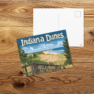 Carte Postale Voyage Vintage dans les Dunes de l'Indiana