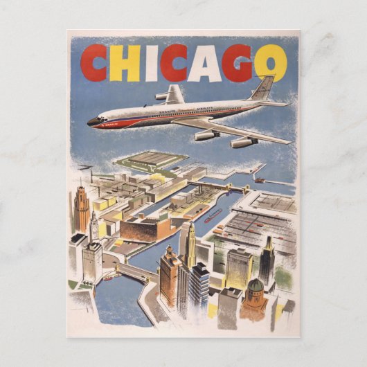 Carte Postale Voyage vintage de Chicago (Devant)