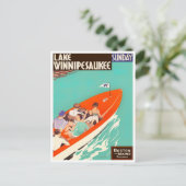 Carte postale voyage vintage du lac Winnipesaukee (Debout devant)