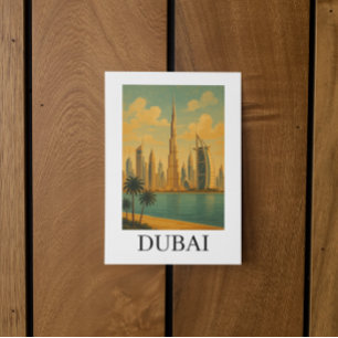 Carte Postale Voyage Vintage Dubaï – Skyline Rétro des Émirats A