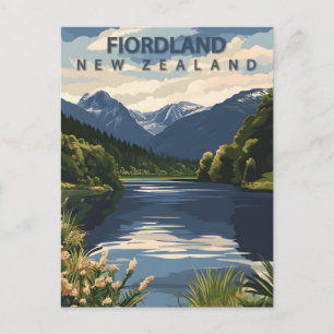 Carte Postale Voyage vintage en Fiordland Nouvelle-Zélande