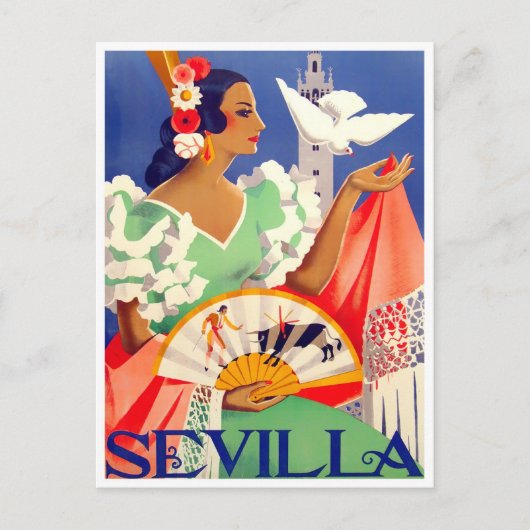 Carte Postale Voyage vintage Feria de Sevilla 1952 (Devant)