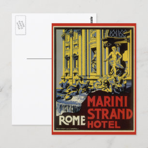 Carte Postale Voyage Vintage, Hôtel Marini Strand, Rome, Italie