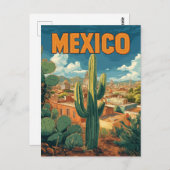 Carte Postale Voyage vintage Mexique Cactus (Devant / Derrière)