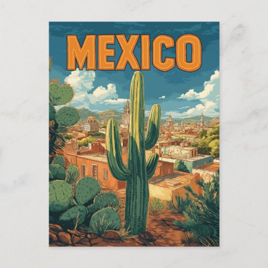 Carte Postale Voyage vintage Mexique Cactus (Devant)