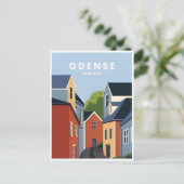 Carte Postale voyage vintage Odense Danemark maisons de ville (Debout devant)