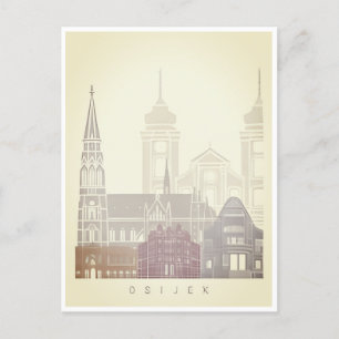 Carte Postale voyage vintage Osijek Croatie ville cathédrale