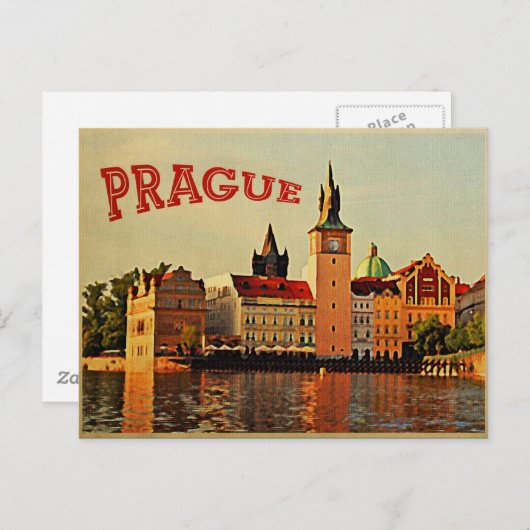 Carte Postale Voyage Vintage Prague (Devant / Derrière)