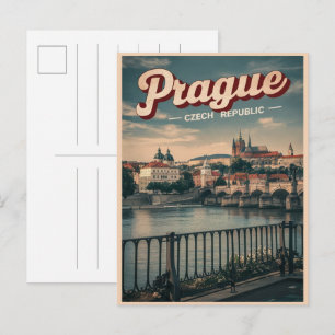 Carte Postale voyage vintage prague république tchèque cadeaux,