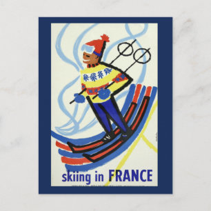 Carte postale Voyage vintage Ski en France