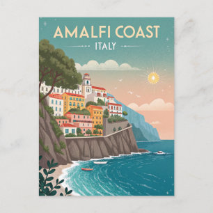 Carte Postale Voyage vintage sur la côte amalfitaine
