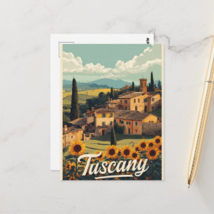 Carte Postale Voyage Vintage Toscane Italie Scénique Rétro