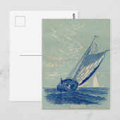 Carte postale voyage vintage voilier (Devant / Derrière)