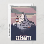 Carte Postale Voyage Vintage Zermatt ski Suisse retro (Devant / Derrière)