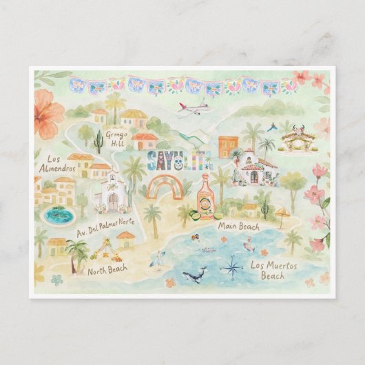 Carte postale Voyage Watercolor | Sayulita Mexico (Devant)