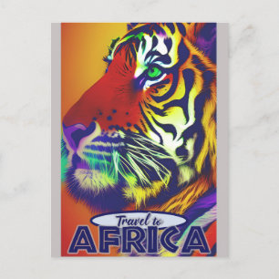 Carte Postale Voyager Afrique Tigre coloré rétro