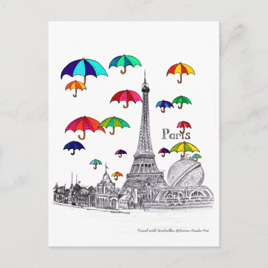 Carte Postale Voyager avec des parapluies (Devant)