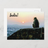 Carte Postale Voyager Méditation paisible Singe Inde Sunset (Devant / Derrière)