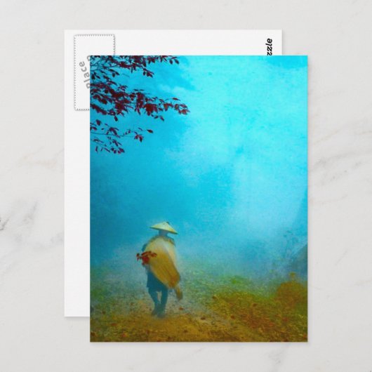 Carte Postale Voyageur dans le brouillard japonais dans le Vieux (Devant / Derrière)