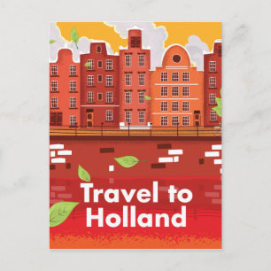 Carte Postale Voyagez en Holland poster vintage.