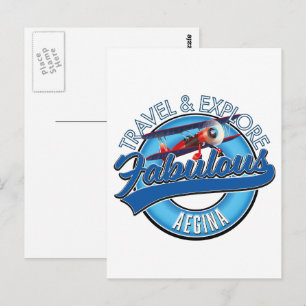 Carte Postale voyagez explorez logo fabuleux d'Égine